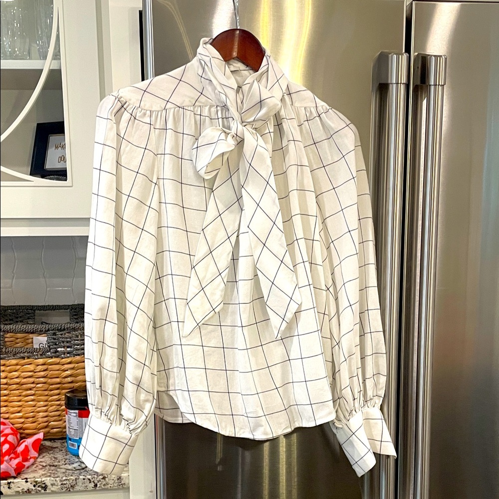 Joie Pitrel Blouse in Windowpane check.
Size M